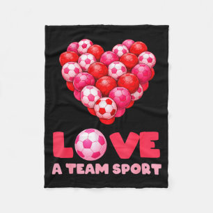 Love A Team Sport Funny Soccer Valentine Design Fleece Blanket