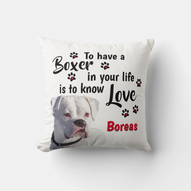 Love a White Boxer Puppy Cushion (Front)