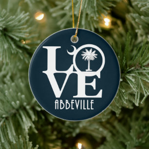 LOVE Abbeville South Carolina Ceramic Ornament