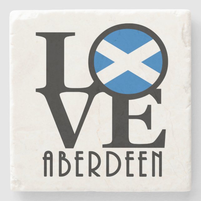 LOVE Aberdeen Scotland Stone Coaster (Front)