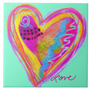 Love Abstract Digital Painting Ceramic Tile