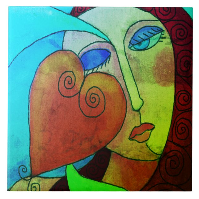 Love Abstract Digital Painting Ceramic Tile (Front)