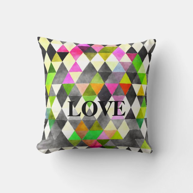 Love Abstract Geometric Triangles Cushion (Front)