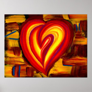 Love Abstract Heart Oil Pastel Poster