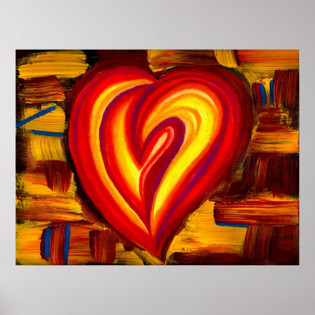 Love Abstract Heart Oil Pastel Poster (Front)