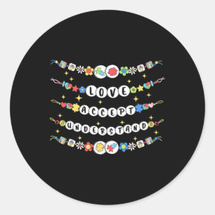 Love Accept Understand Autism Awareness Beaded Bra Classic Round Sticker