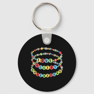 Love Accept Understand Autism Awareness Beaded Bra Key Ring