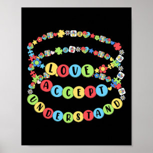 Love Accept Understand Autism Awareness Beaded Bra Poster