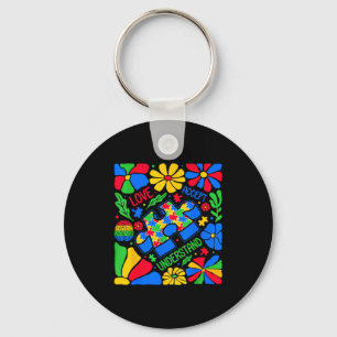 Love accept understand autism awareness day floral key ring