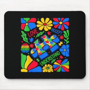 Love accept understand autism awareness day floral mouse pad