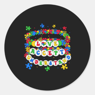 Love accept understand autism awareness day puzzle classic round sticker