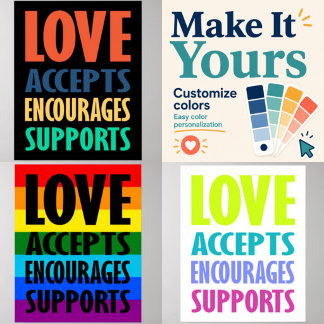 Love Accepts Bold Modern Typography Poster