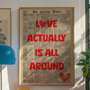 Love Actually Is All Around Vintage Wall Poster