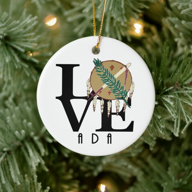 LOVE Ada Oklahoma Ceramic Ornament (Tree)