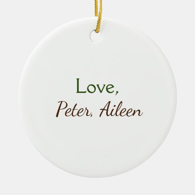 love add name simple minimal editable text rustic ceramic ornament (Front)