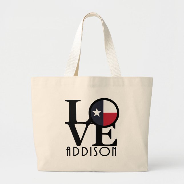 LOVE Addison Texas Large Tote Bag (Front)