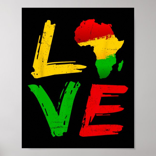 Love Africa Black History Month African American J Poster (Front)