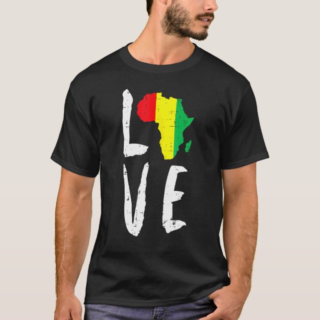 Love Africa Black History Month African American M T-Shirt (Front)