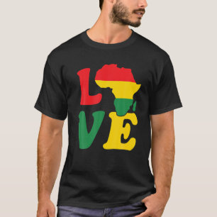 Love Africa Flag Proud African Pride Map BHM T-Shirt