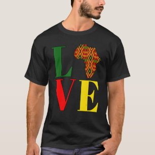 Love Africa Kente Afrocentric Black History Month  T-Shirt