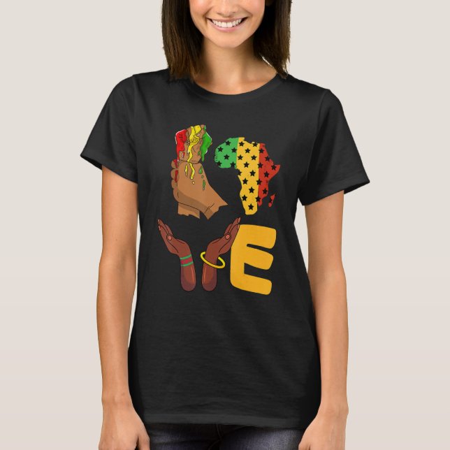 Love Africa Map Melanin African Continent American T-Shirt (Front)