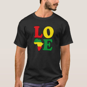Love Africa Map With Pan African Colours Black His T-Shirt