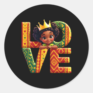 Love African American Toddler Girls Black History Classic Round Sticker