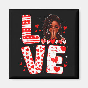 Love Afro Woman Praying Valentine Heart Black Wome Magnet