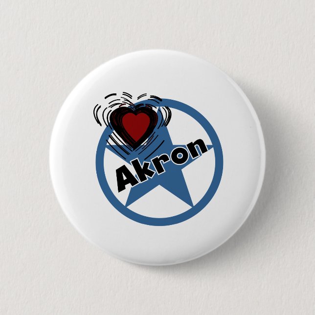 Love Akron 6 Cm Round Badge (Front)