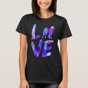 Love Alaskan Klee Kai Watercolor Blue Dog Mum Dad T-Shirt