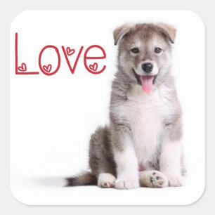 Love Alaskan Malamute Puppy Dog Sticker / Seal