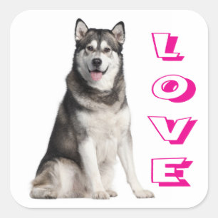 Love Alaskan Malamute Puppy Dog Sticker / Seal