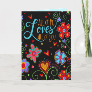 Love All of You Black Fun Floral Valentine Modern Card