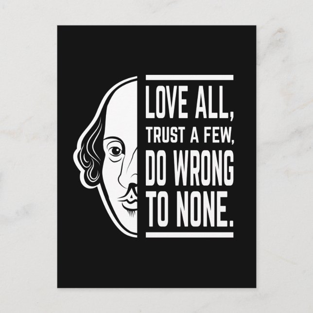 Love All Trust A Few Shakespeare Quote Thespian Postcard (Front)