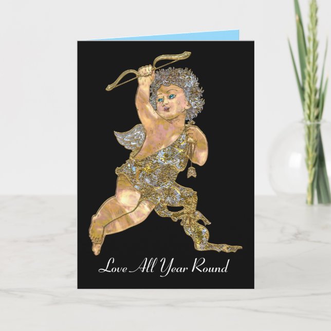 Love All Year Round Cherub Christmas Holiday Card (Front)