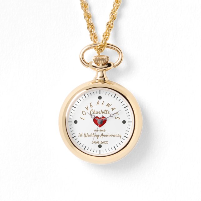 Love Always 1st Wedding Anniversary Keepsake Watch (Front)