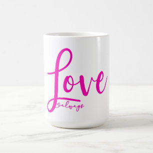 Love Always Bright Pink Typography Cute Heart Coffee Mug