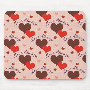 Love Always Hearts Valentine Pattern Mouse Pad