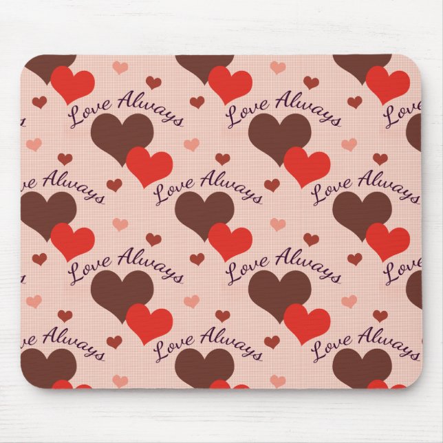 Love Always Hearts Valentine Pattern Mouse Pad (Front)