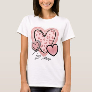 Love Always Pink Glam Hearts Chic Valentine Day T-Shirt