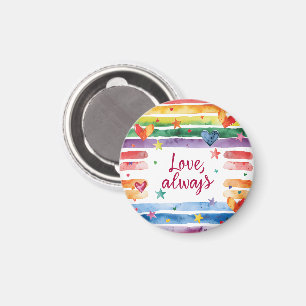 Love Always Rainbow Sticker, Watercolor Heart Magnet
