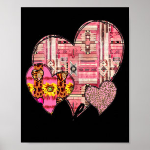 Love Always Retro Vintage Western Hearts Valentine Poster