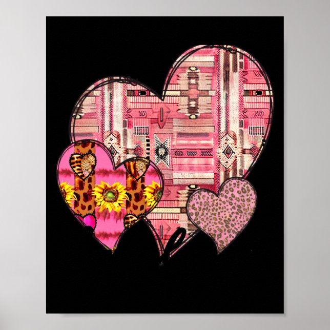 Love Always Retro Vintage Western Hearts Valentine Poster (Front)