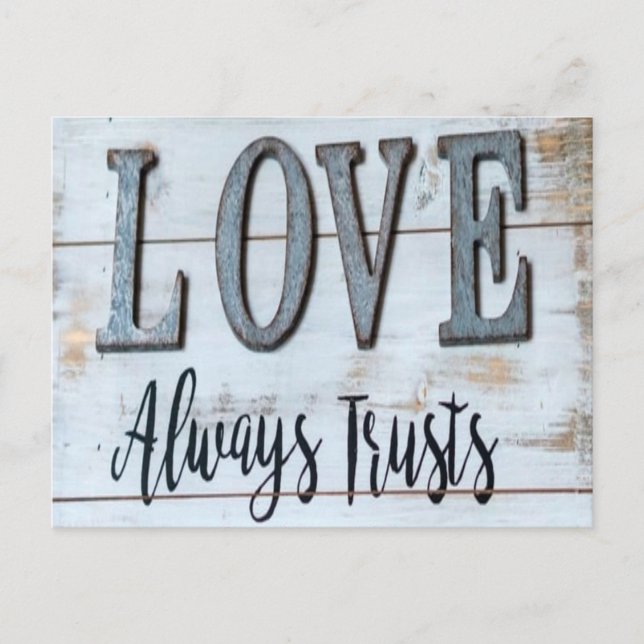 Love Always Trusts Rustic Metal Postcard (Front)