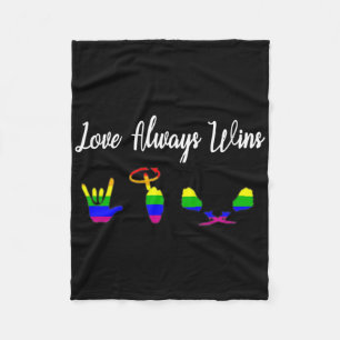 Love Always Wins Asl Awareness Gay Pride Lgbt Fleece Blanket