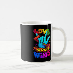 Love Always Wins ASL  Deaf Awareness Gay Pride LGB Coffee Mug