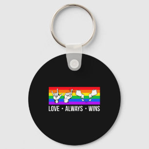 Love Always Wins ASL  Deaf Awareness Gay Pride LGB Key Ring