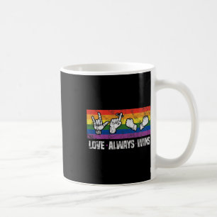 Love Always Wins Asl Deaf Awareness Lgbt Gay Pride Coffee Mug