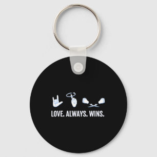 Love Always Wins ASL Deaf Awareness Sign Language  Key Ring