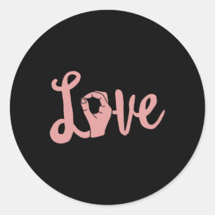 Love Always Wins ASL Teacher Deaf Awareness Classic Round Sticker